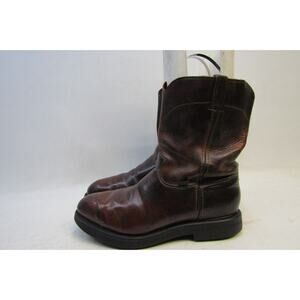 Justin Mens Size 13 D Brown Leather Work Steel Toe Cowboy Western Boots